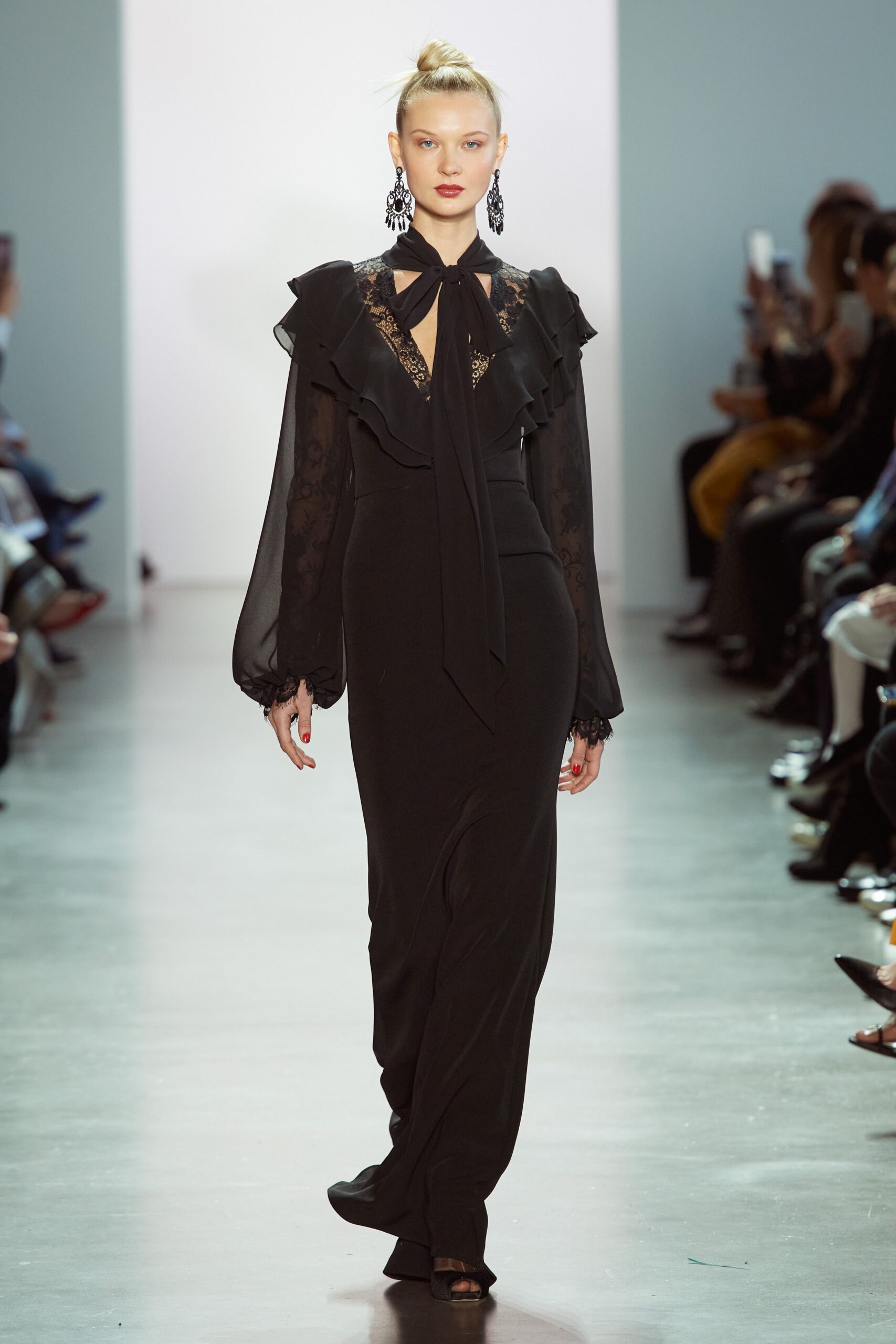 black silk fitted gown