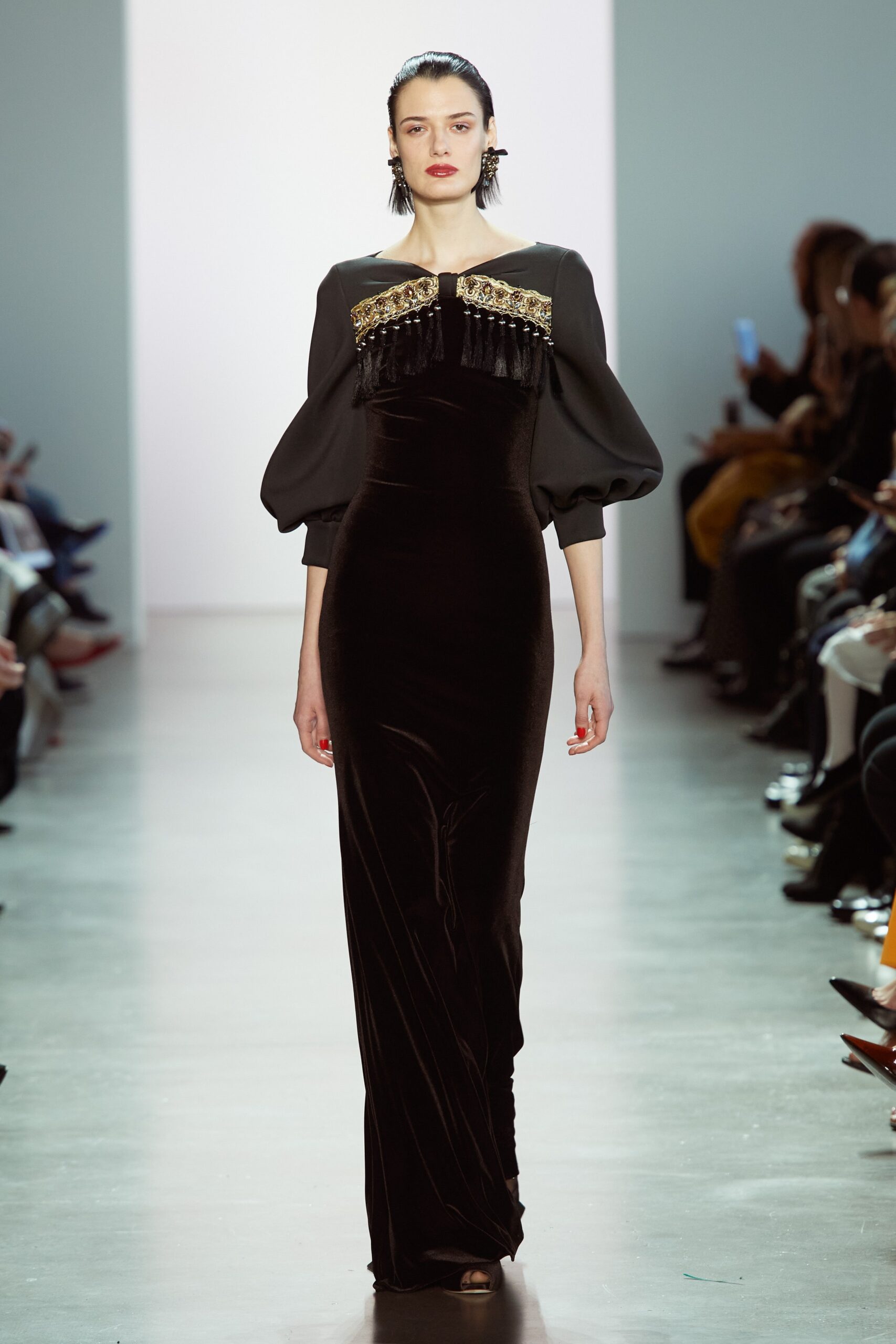 black velvet fitted gown