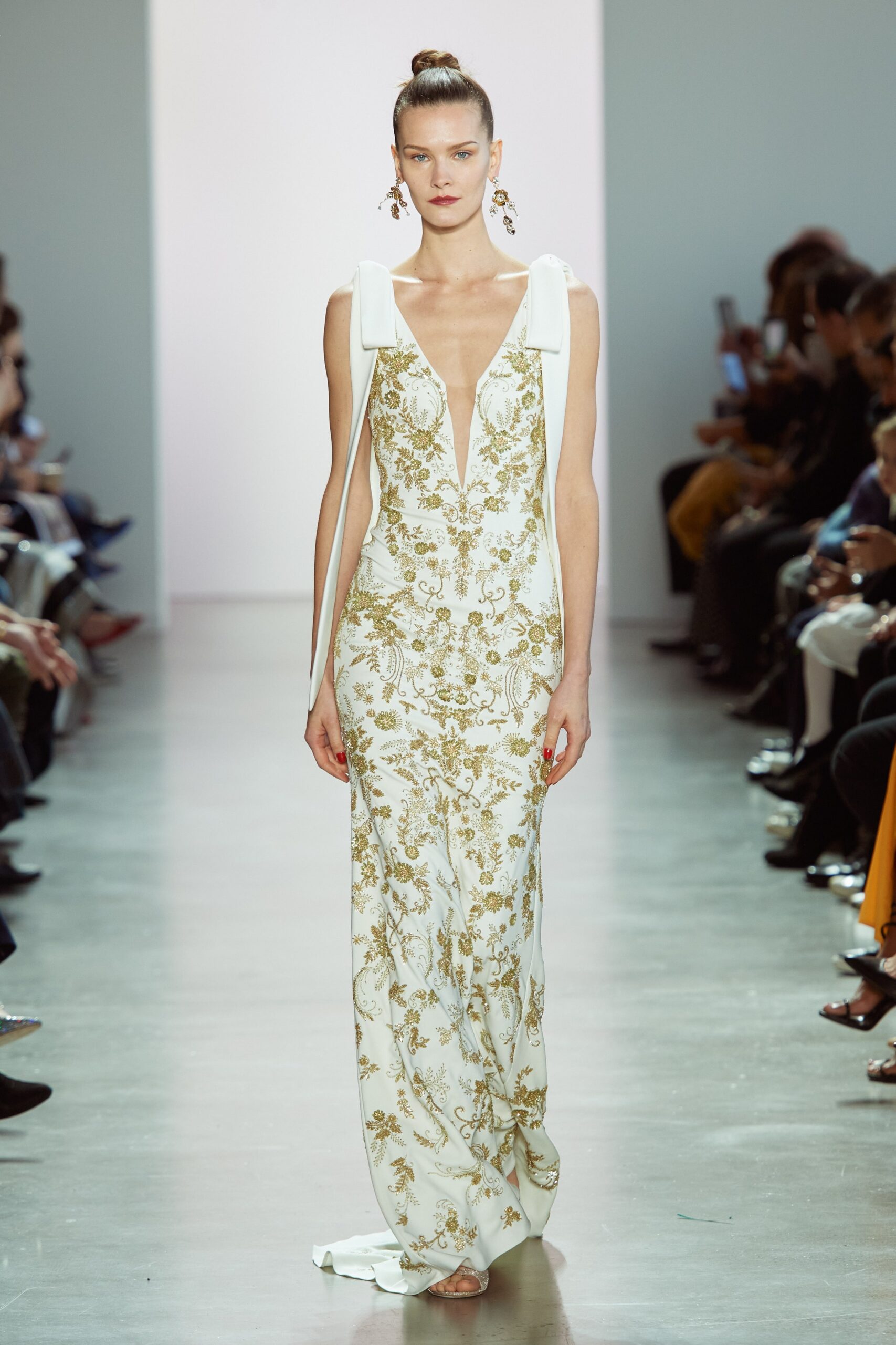 white gold embroidered gown