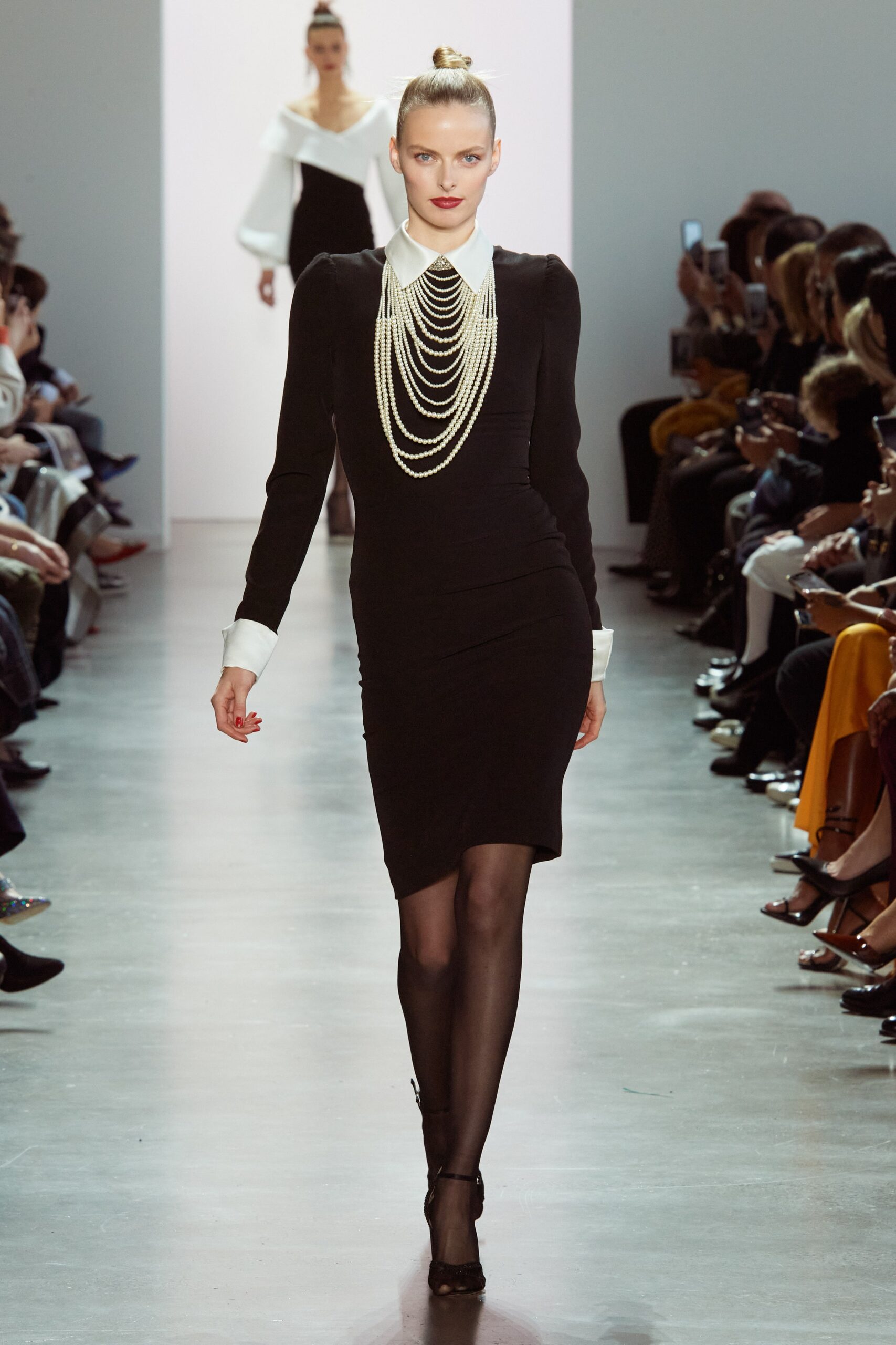 fitted black midi dress