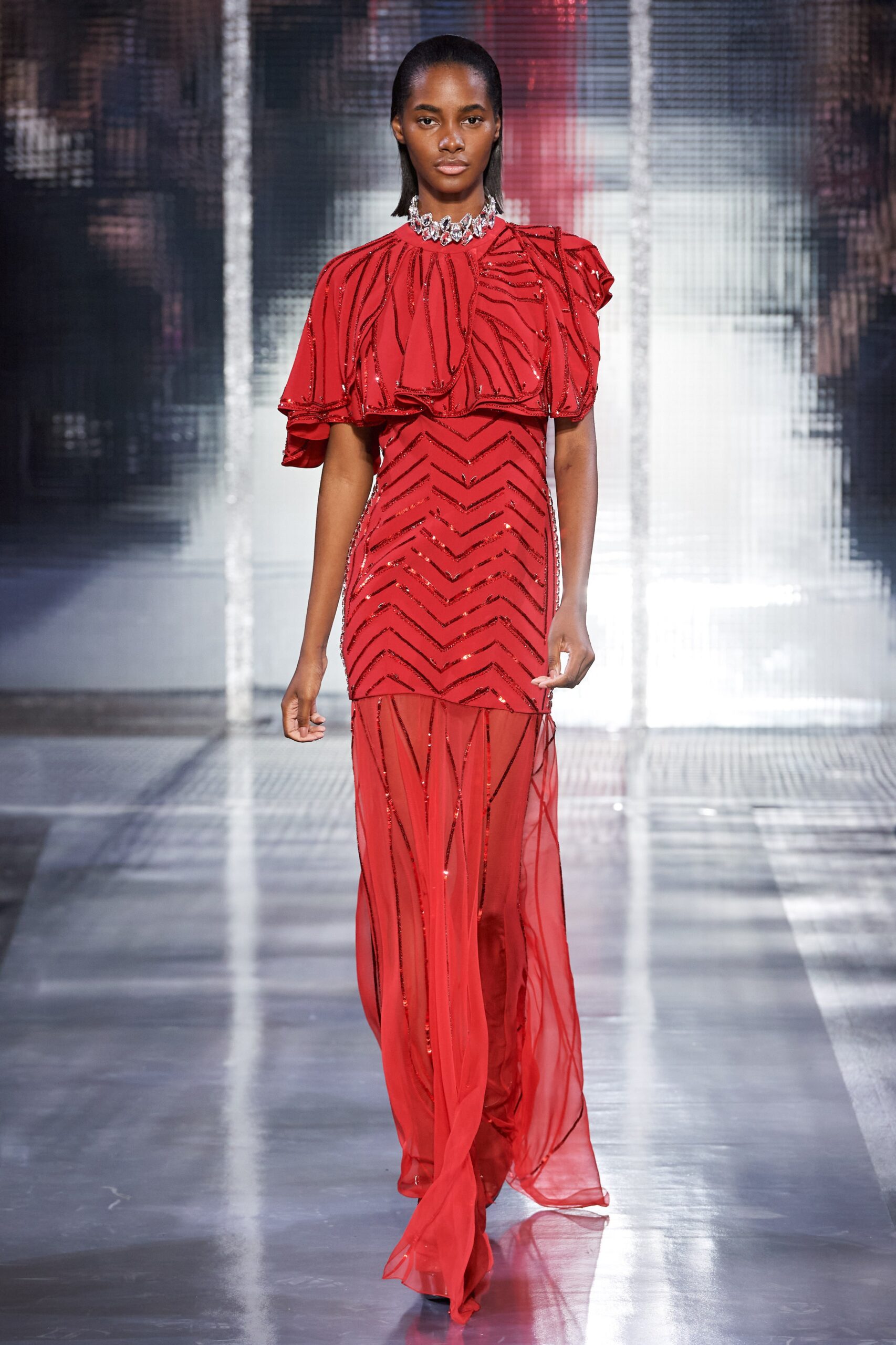 red silk sleeveless dress