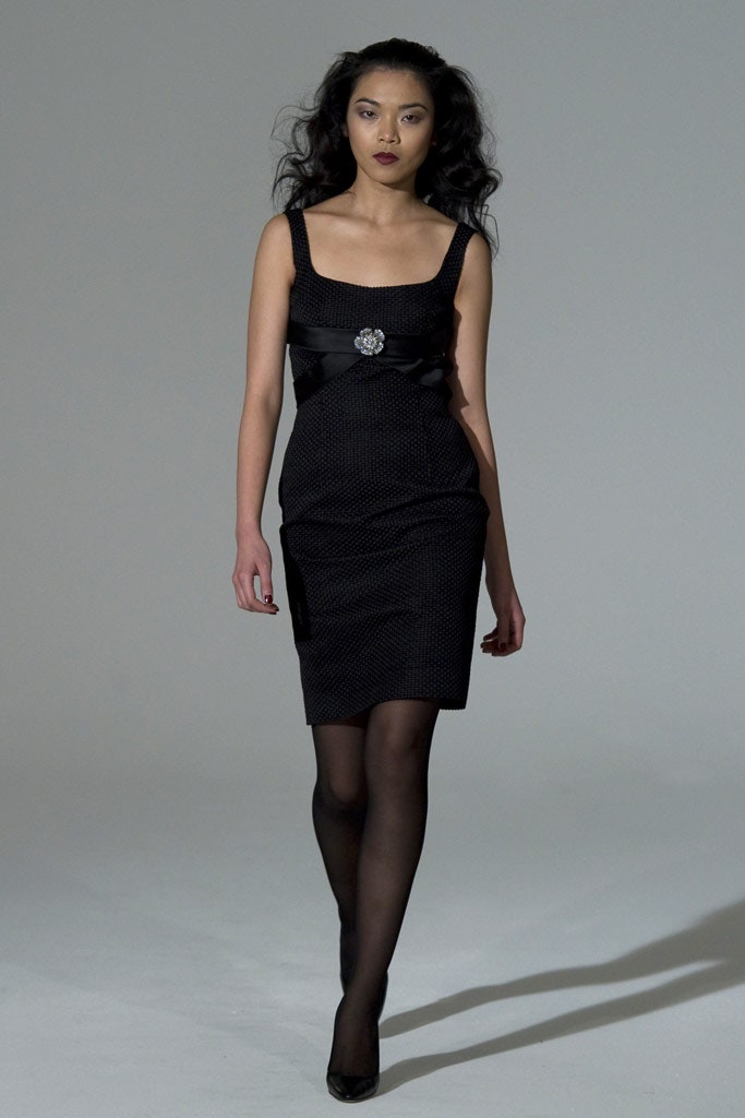 fitted black silk mini dress