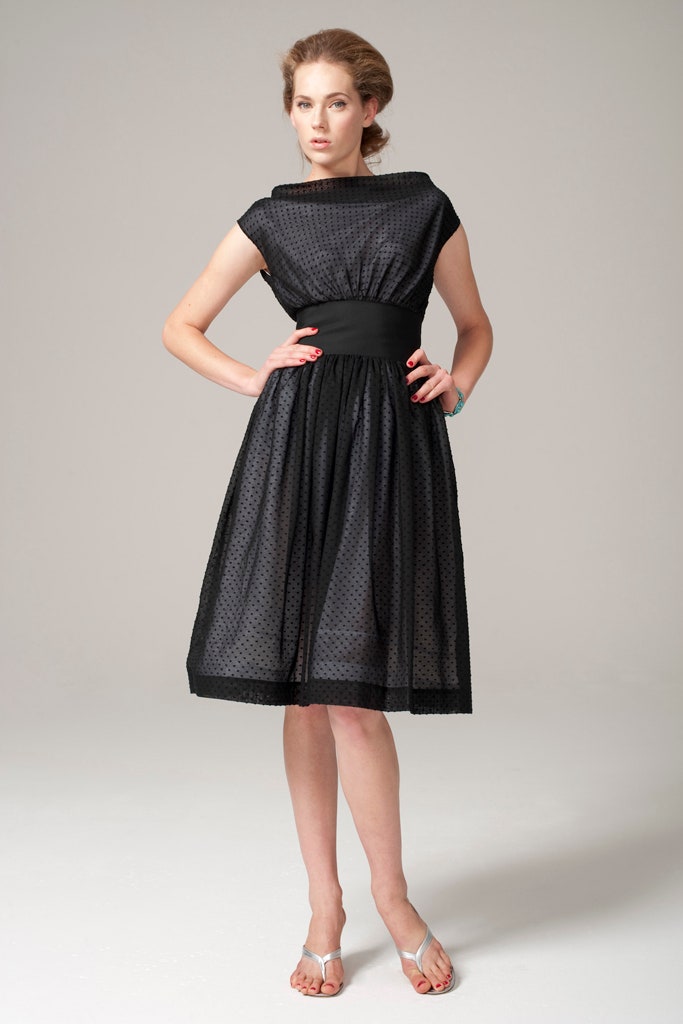 black silk sleeveless dress
