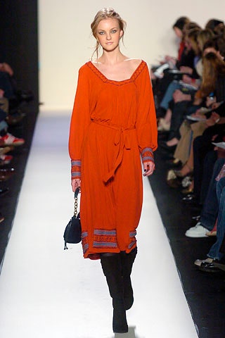 relaxed orange embroidered dress