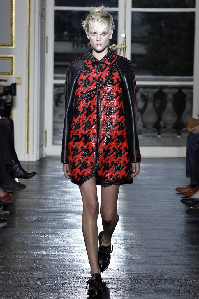 red and black fitted coat