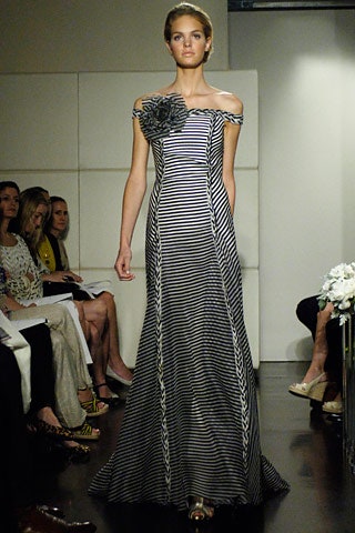 black and white striped gown