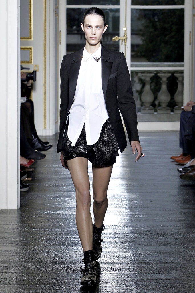 black blazer white shirt shorts
