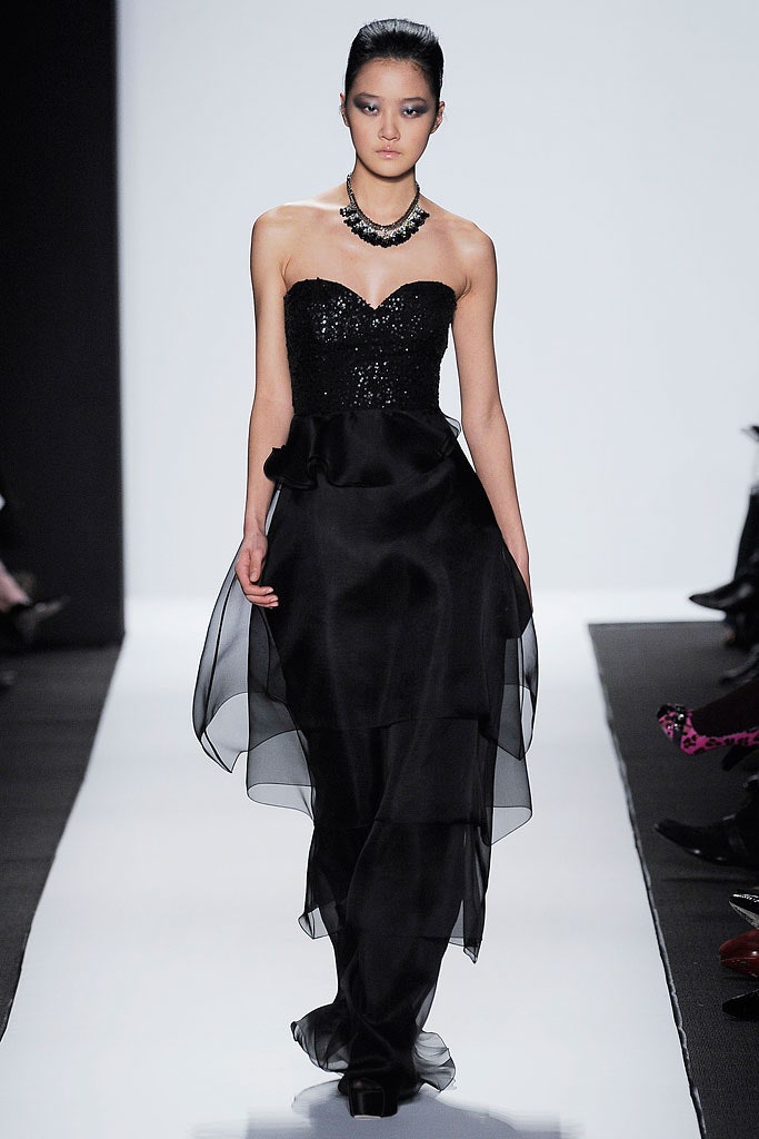 black strapless sequin gown