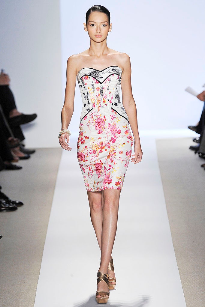 floral strapless fitted dress