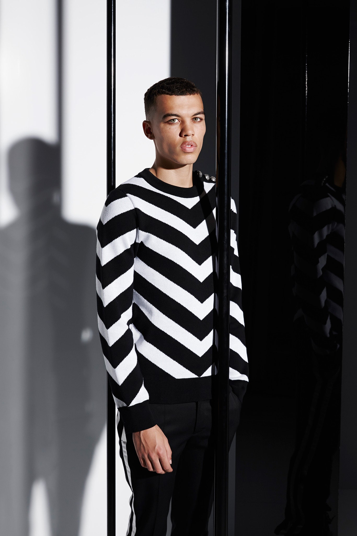 black and white striped sweater