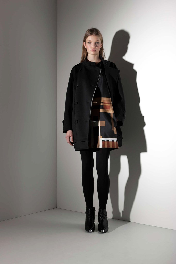 black oversized coat with multi dress