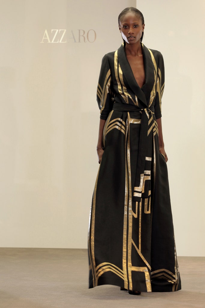 black silk belted gown