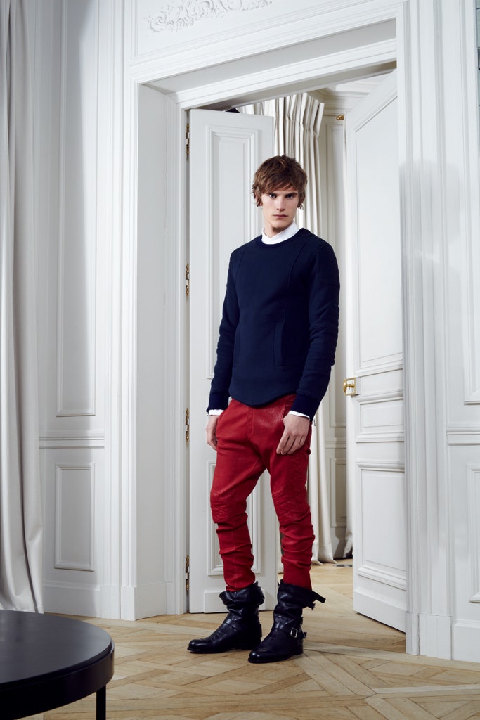 black fitted top red pants