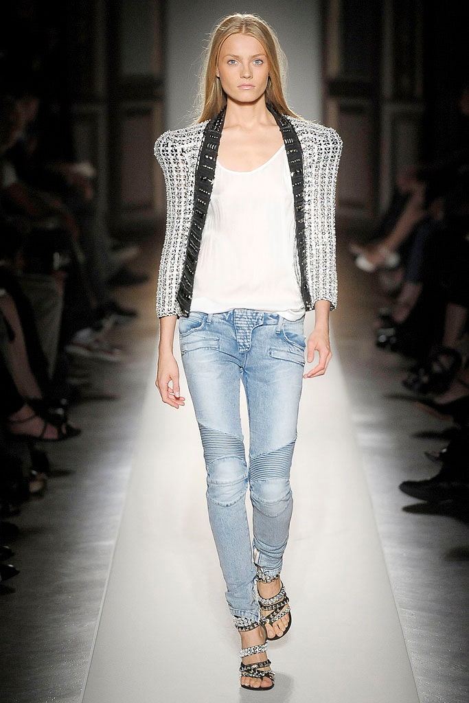 structured black and white jacket with jeans