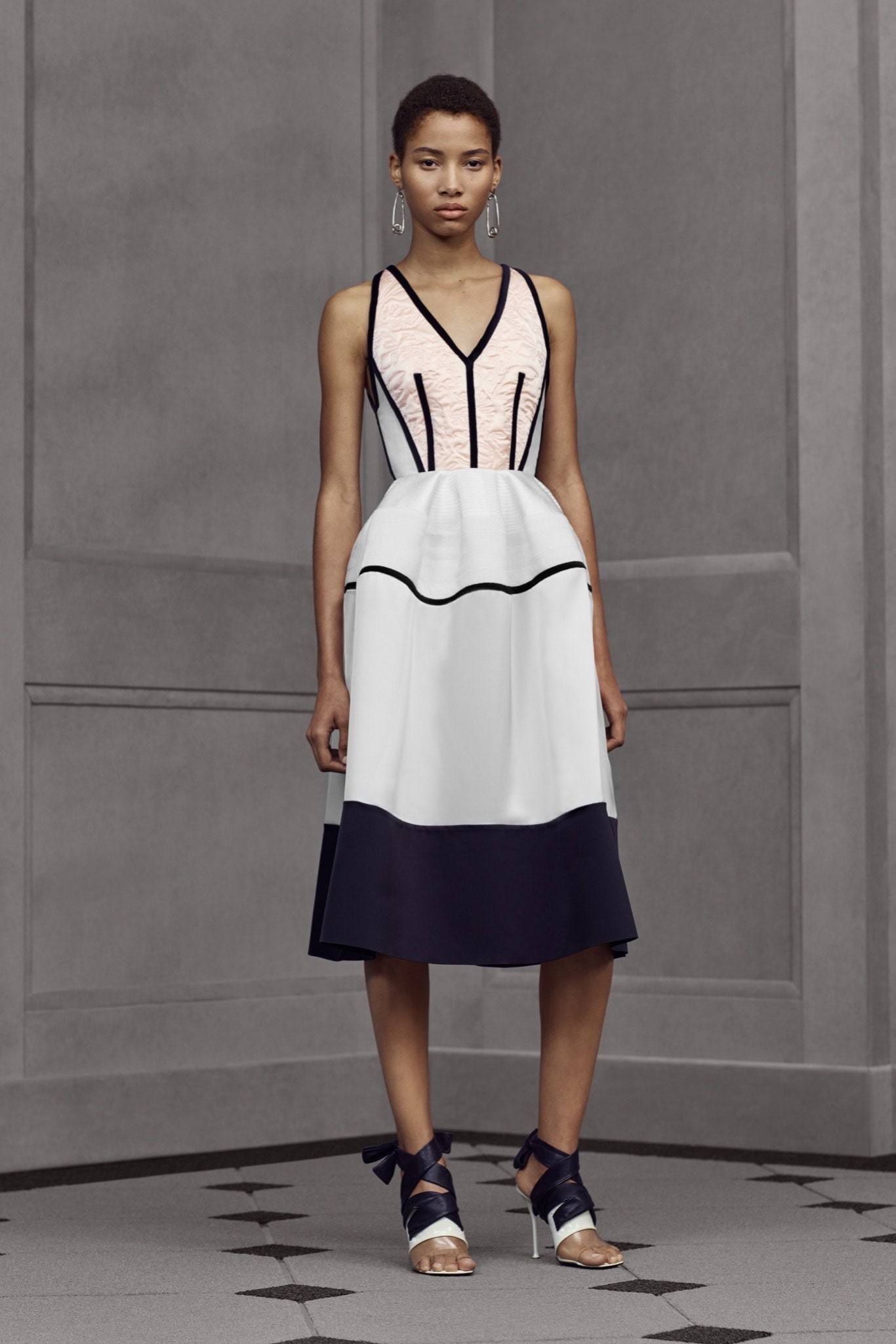 fitted midi dress with v-neck