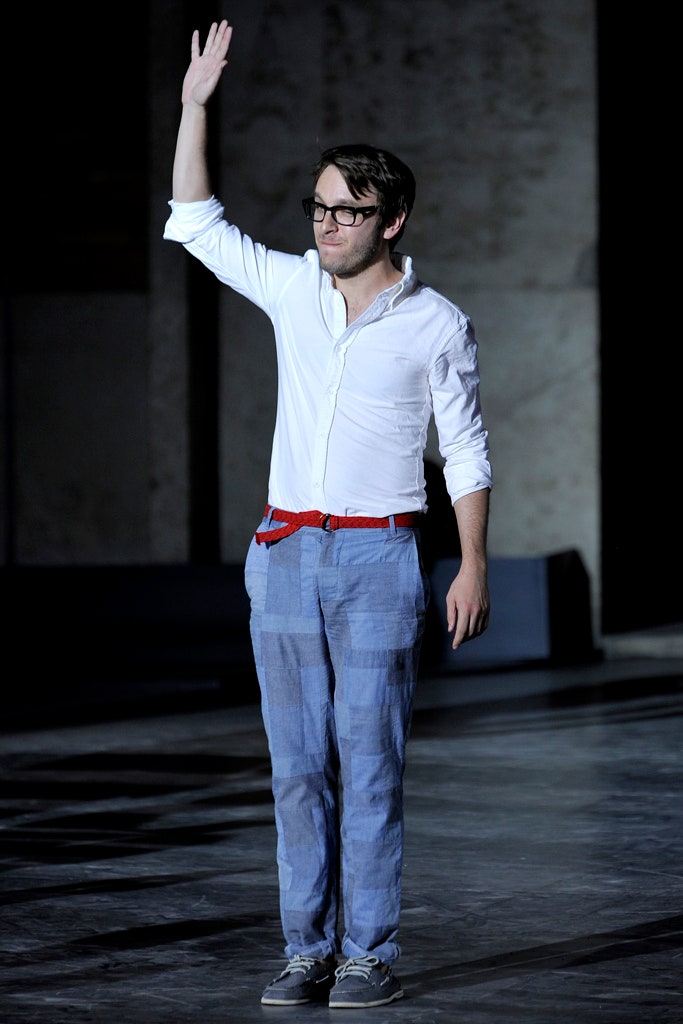 white shirt blue pants