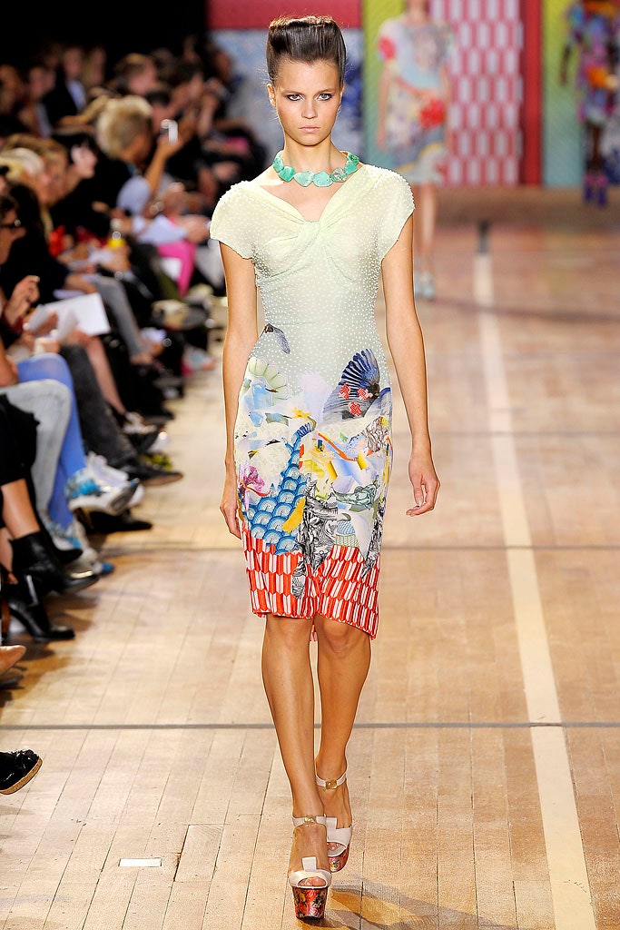 multi-colored silk fitted dress