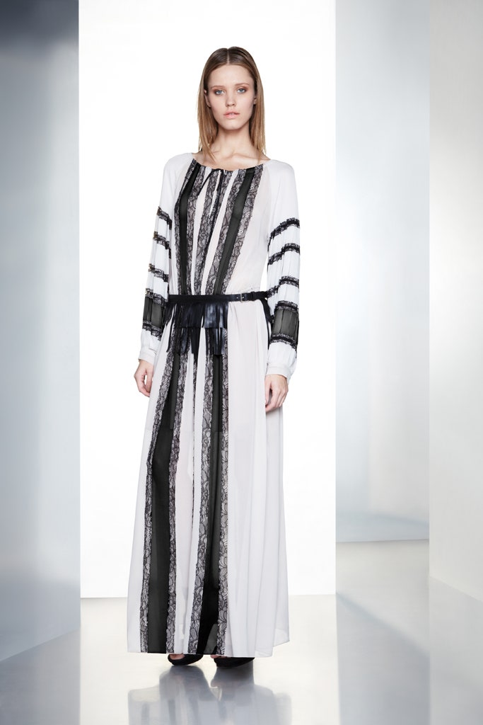 white and black striped maxi dress