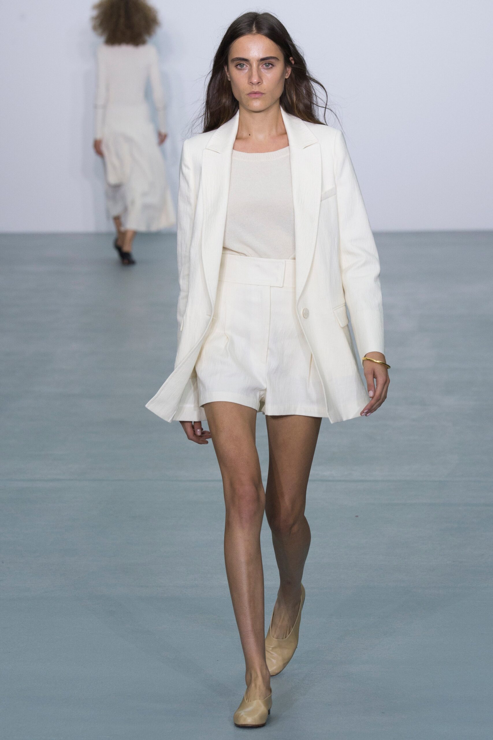 white tailored blazer with shorts