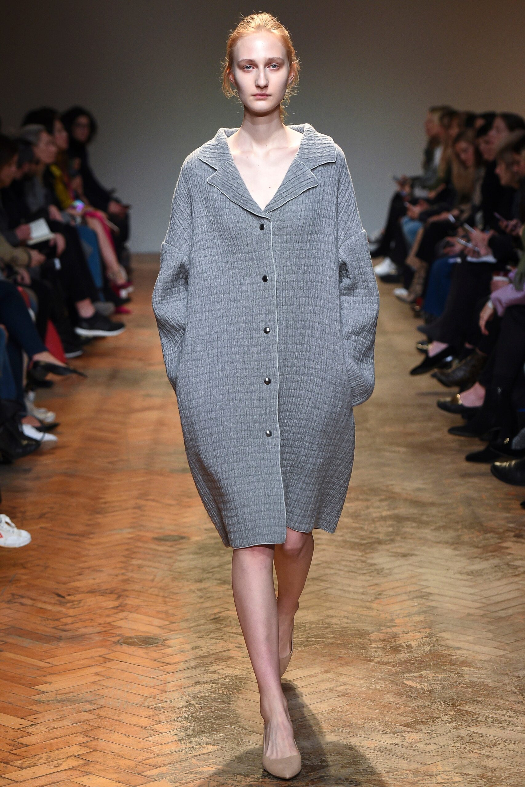 gray oversized collared dress