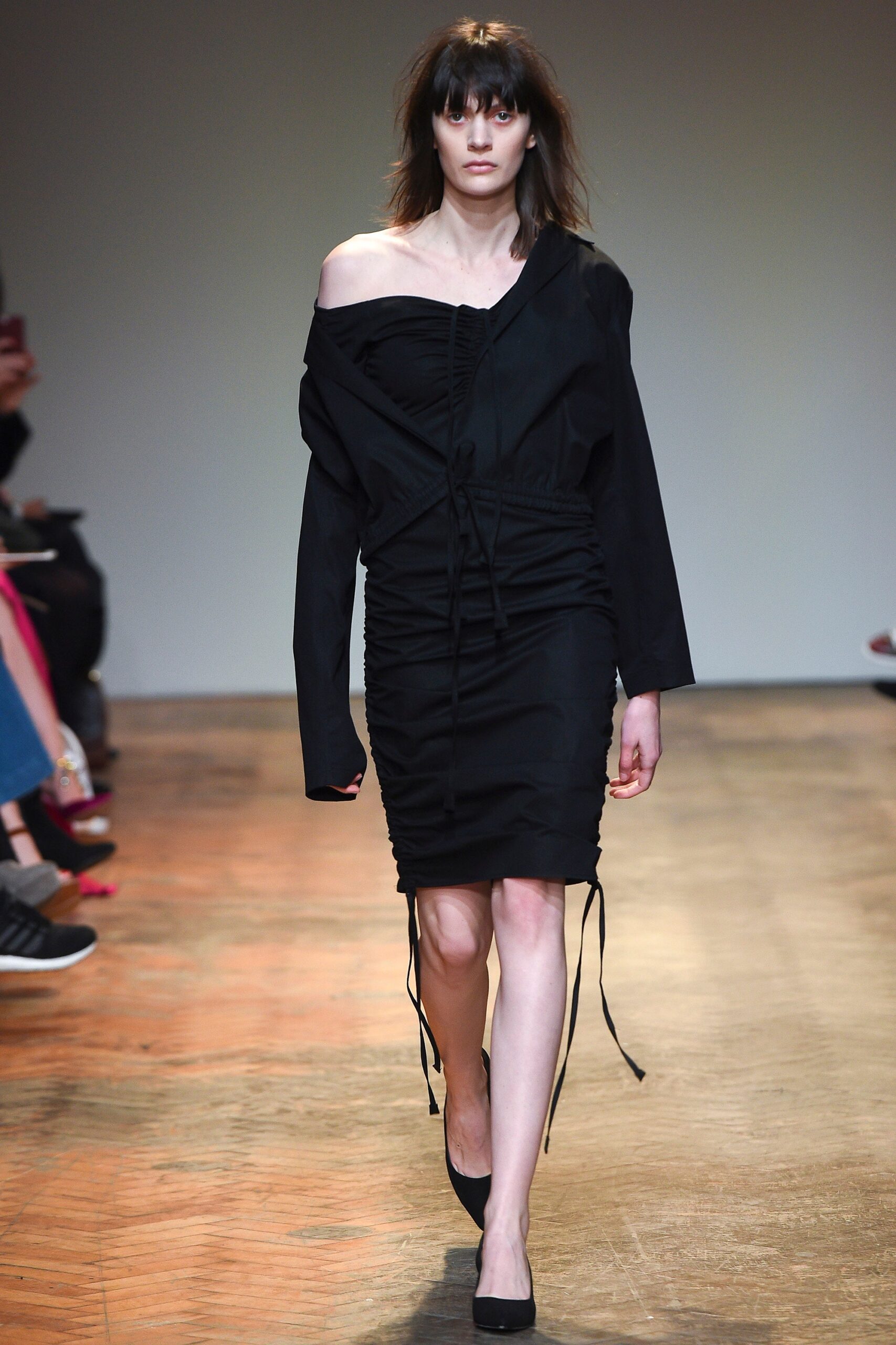 black fitted off-shoulder dress
