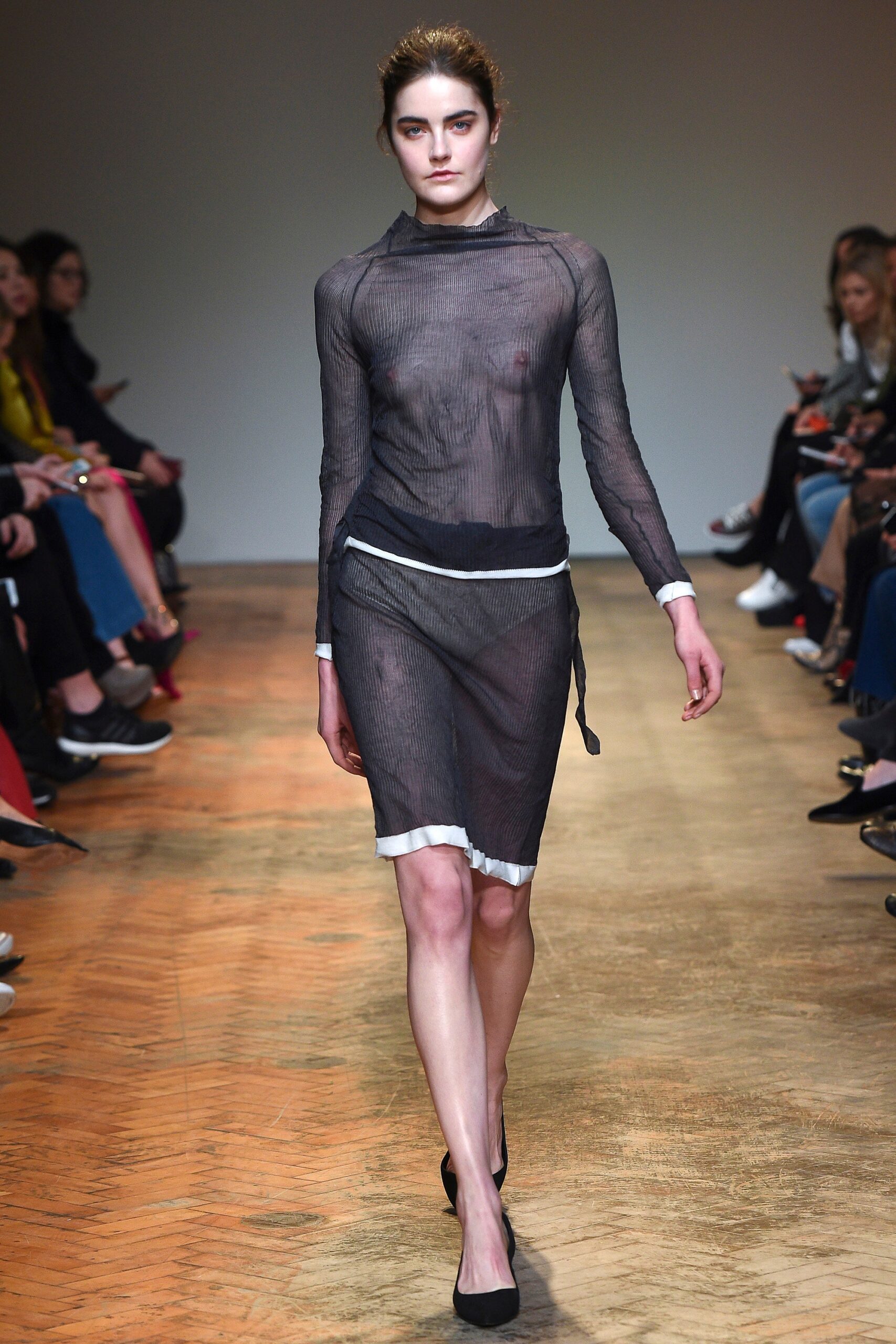 black mesh fitted dress