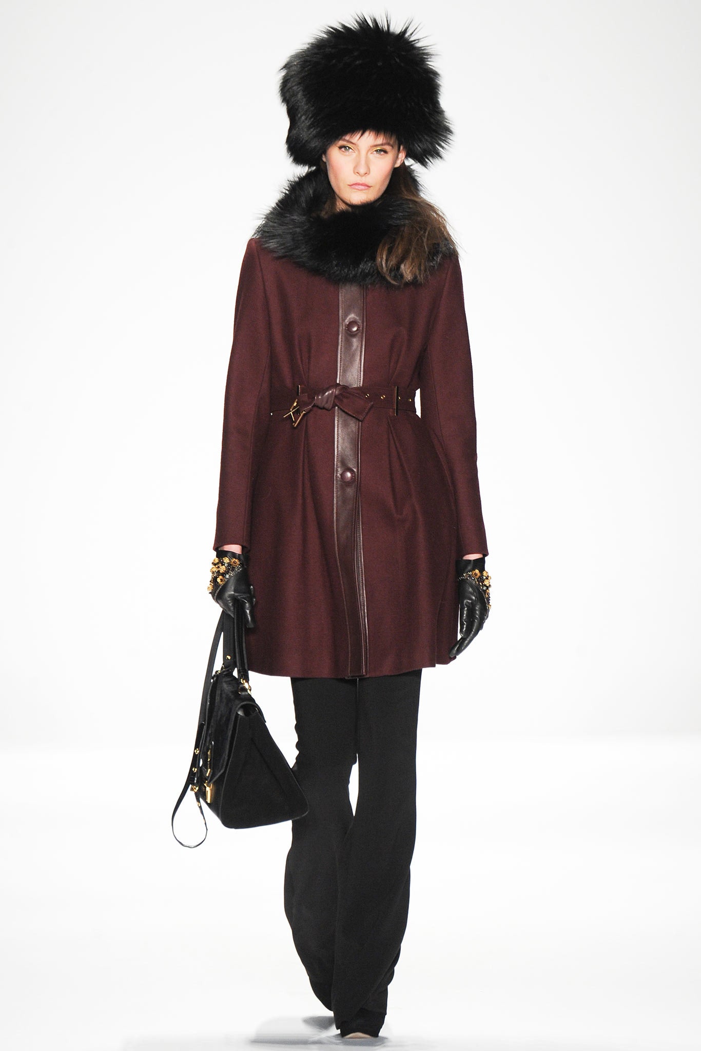 maroon wool fitted coat