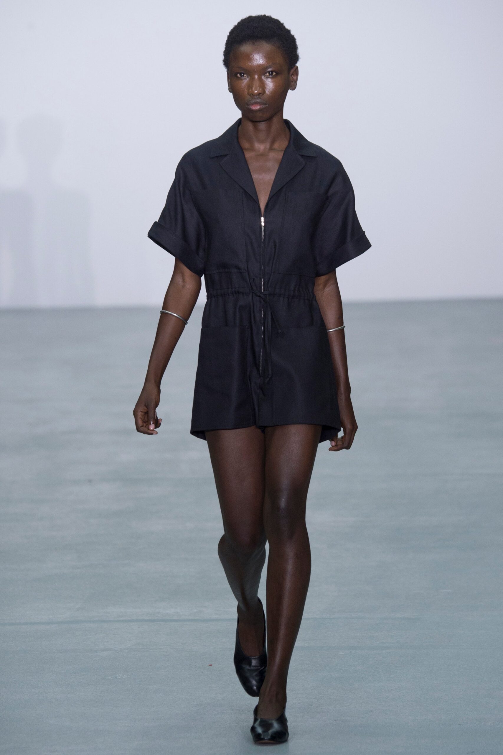 black fitted cotton romper