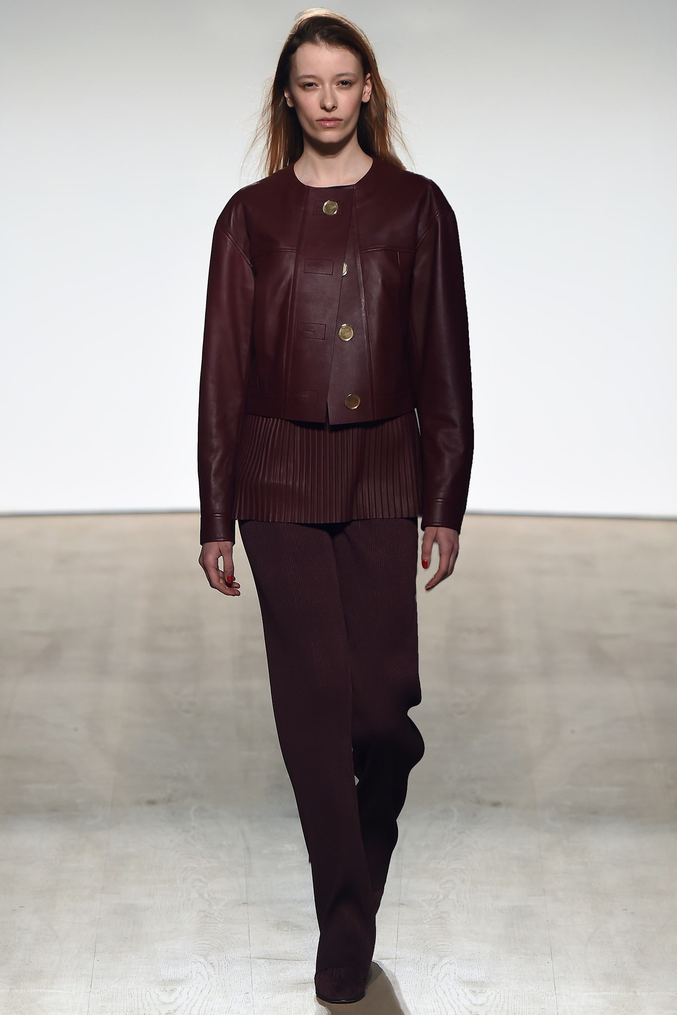 maroon leather fitted jacket and pants