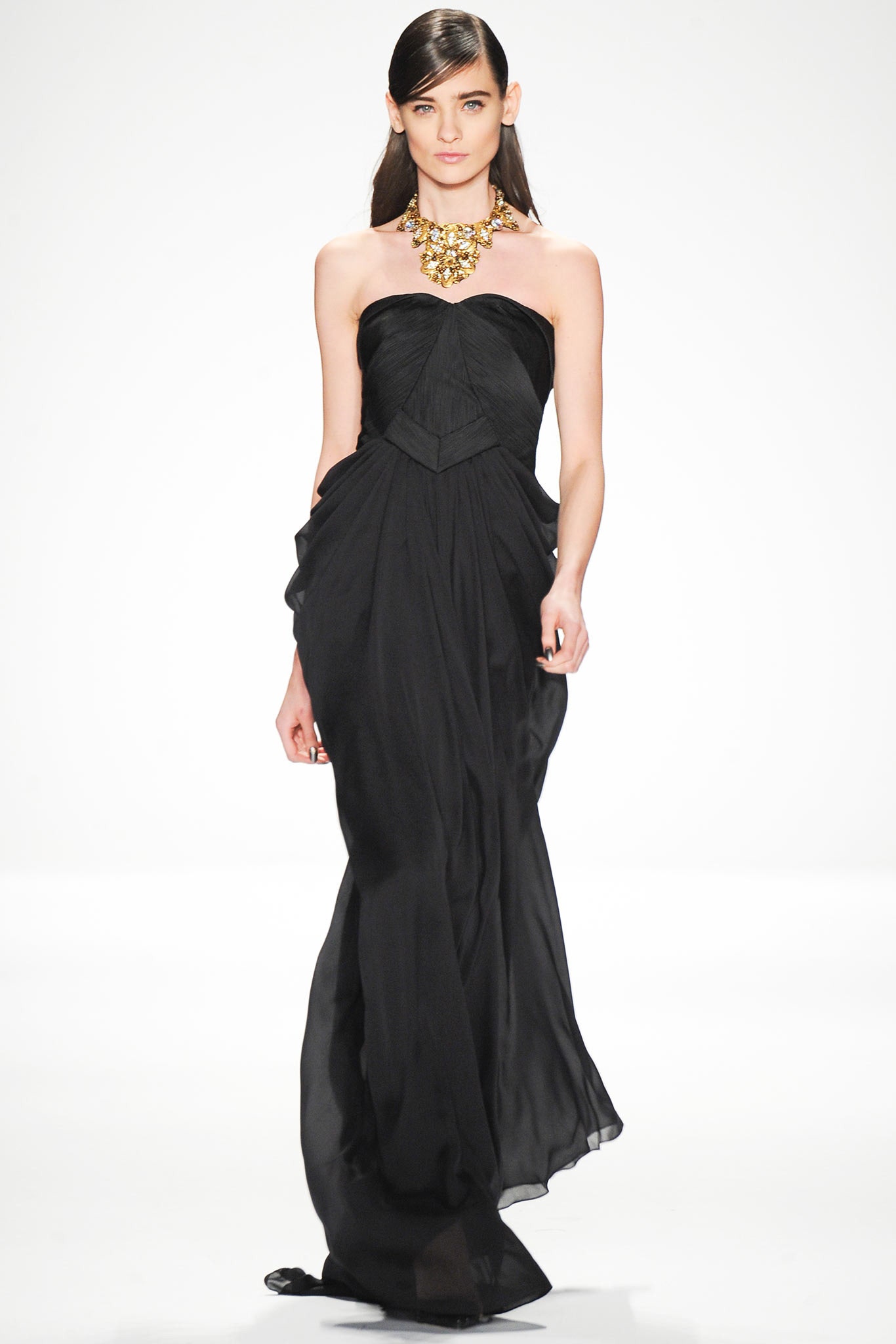 black silk strapless gown