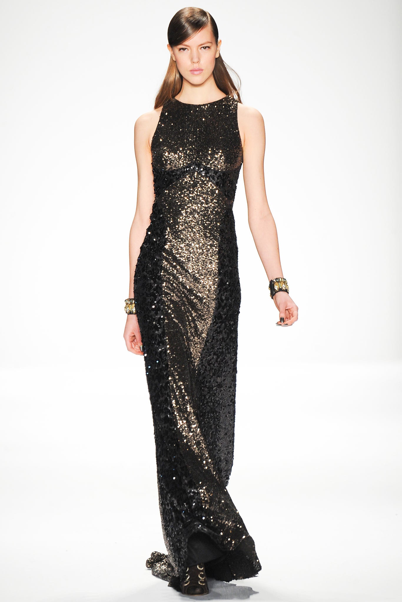 black and gold sequin gown