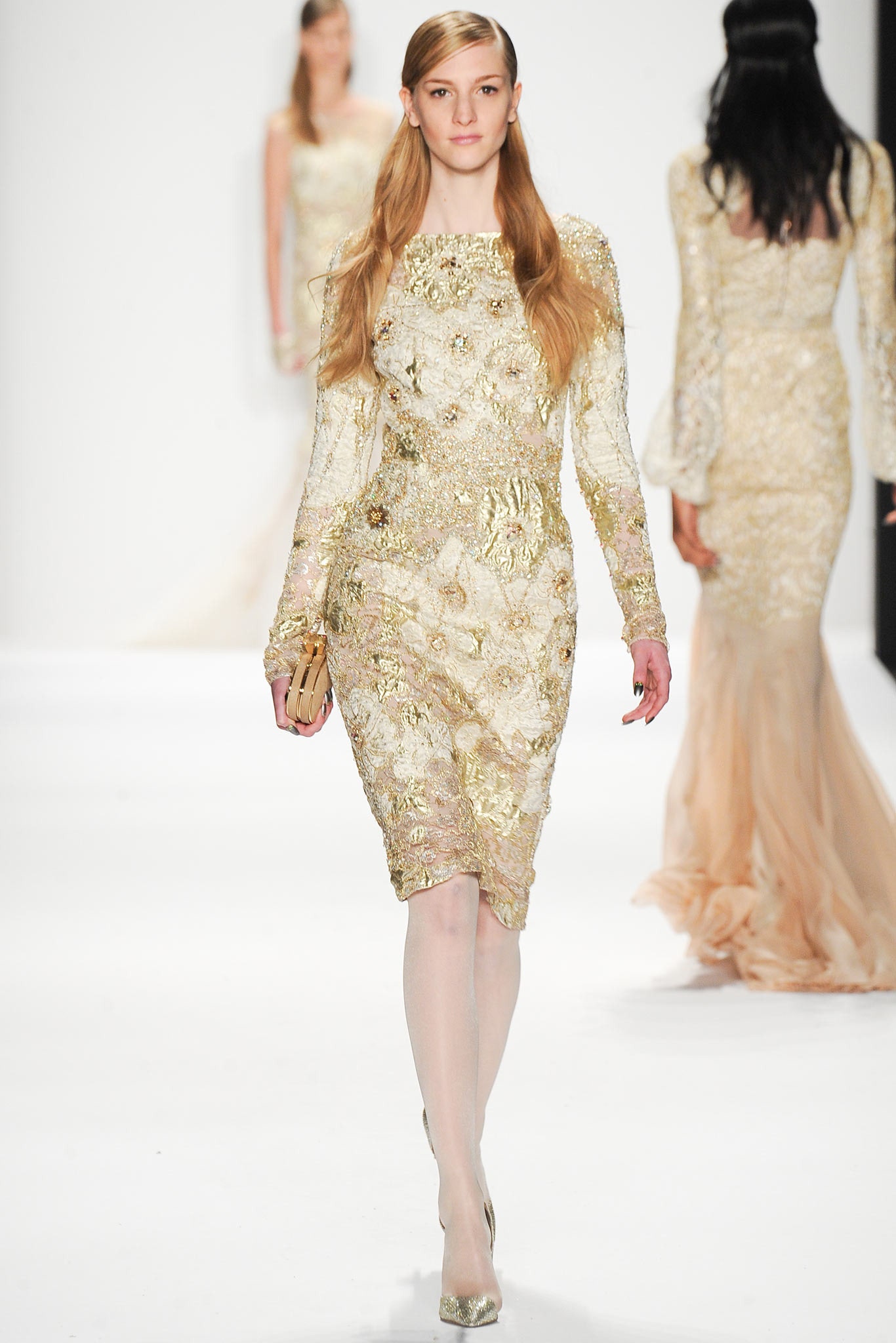 fitted gold embroidered mini dress