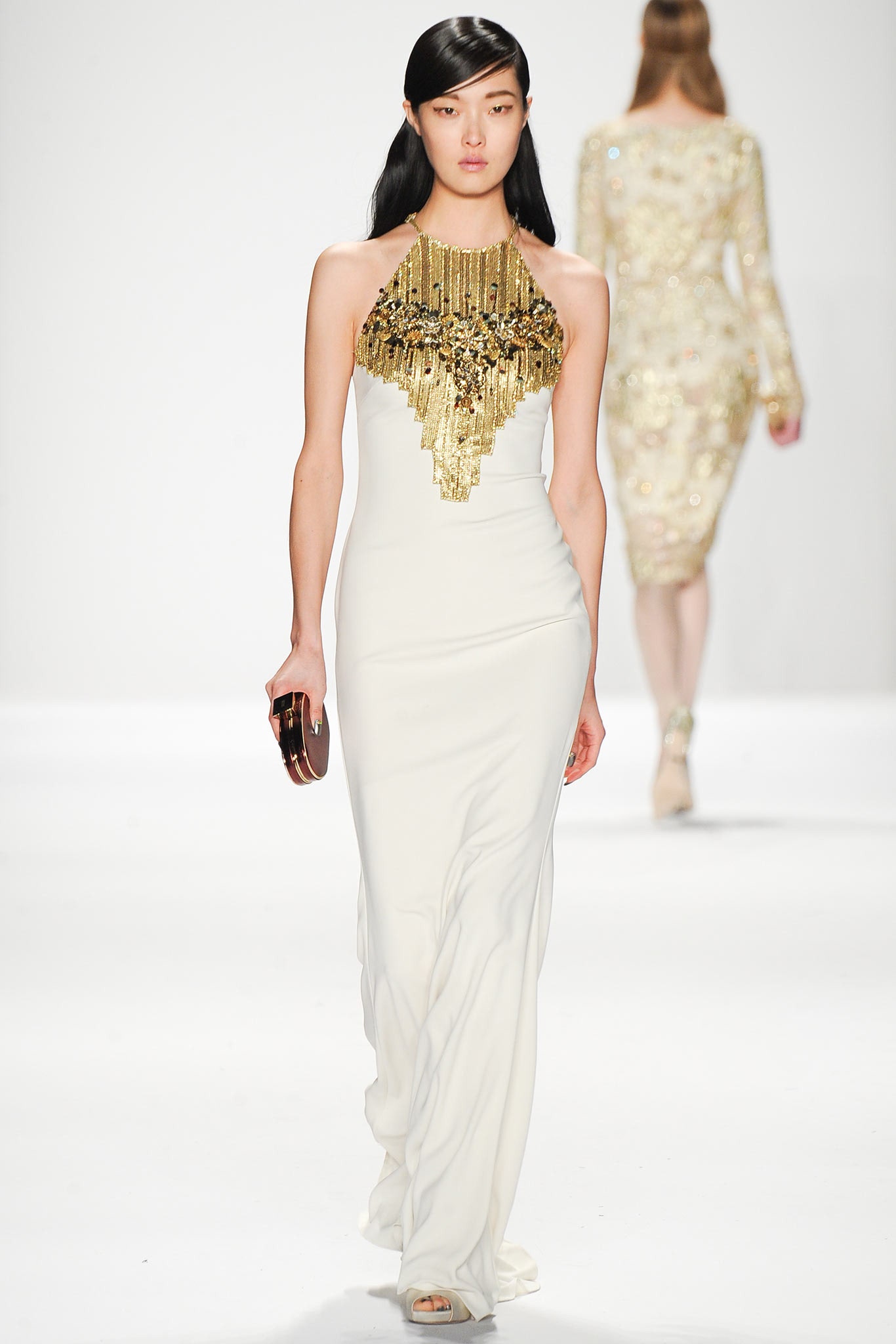 white fitted sleeveless gown