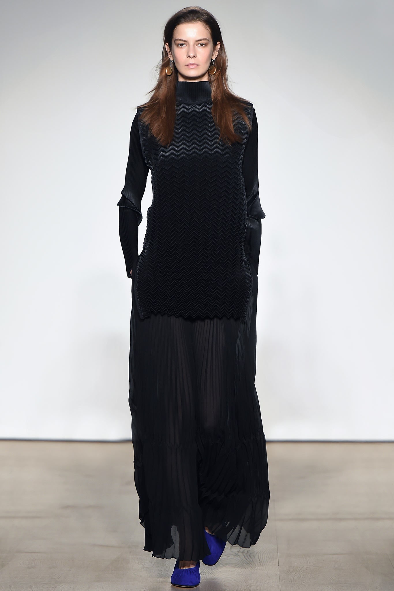 black pleated maxi dress