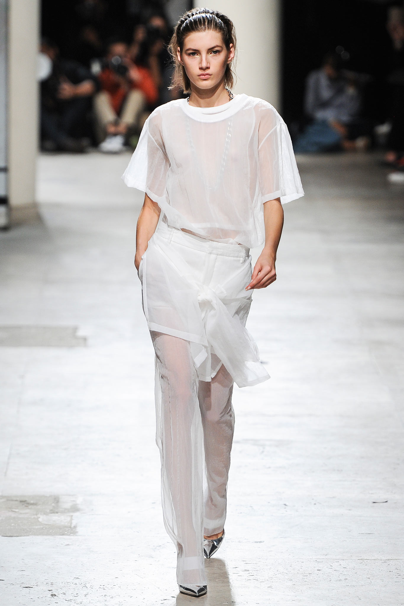white chiffon relaxed wide-leg sheer pants