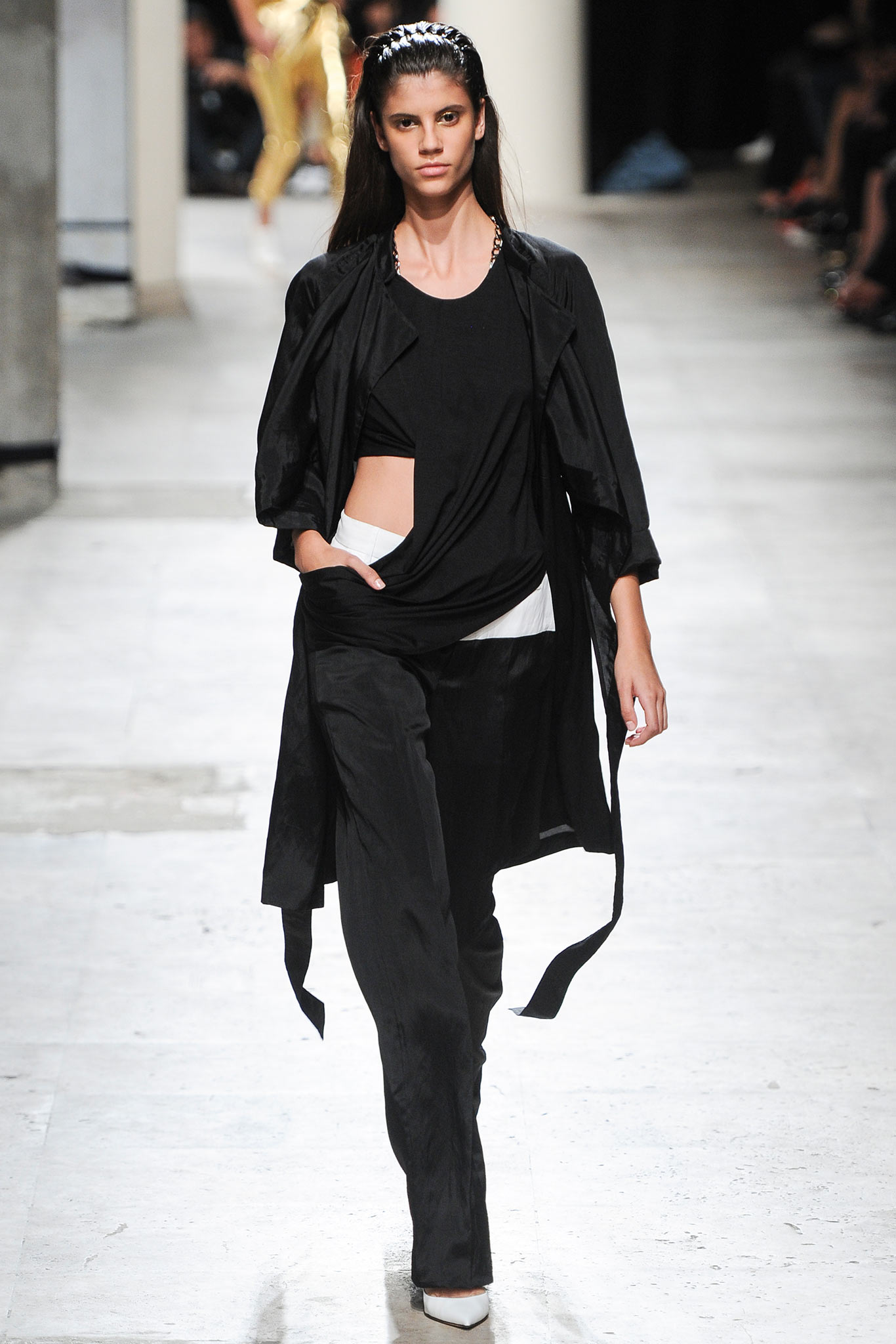 black silk top and pants