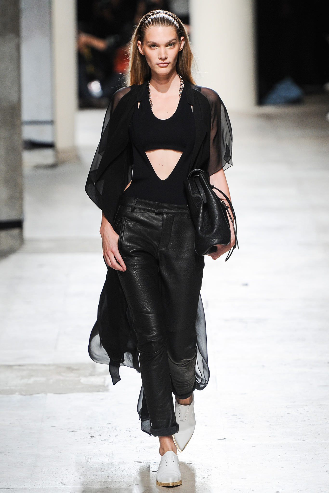 black fitted top with cape