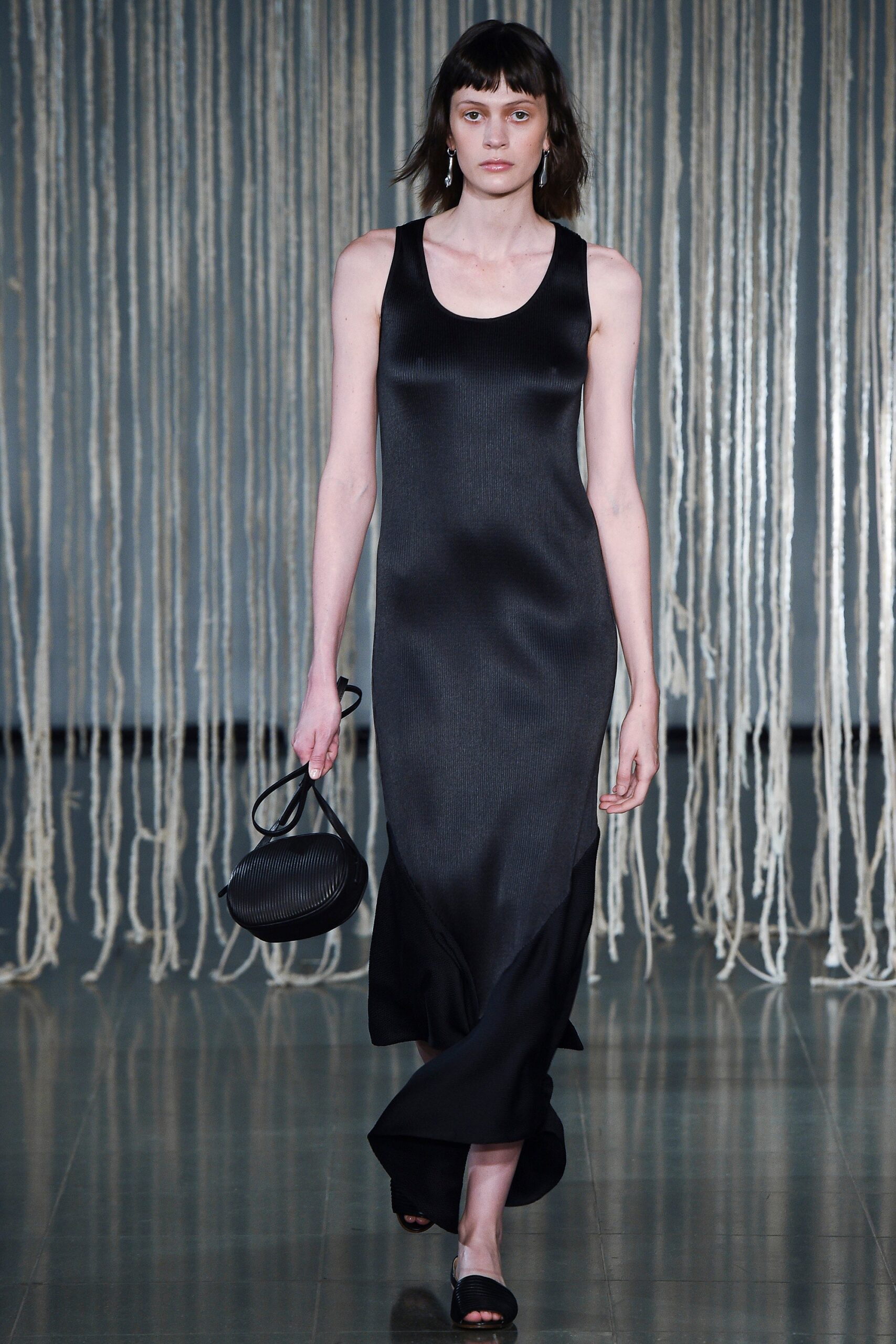 black silk sleeveless dress
