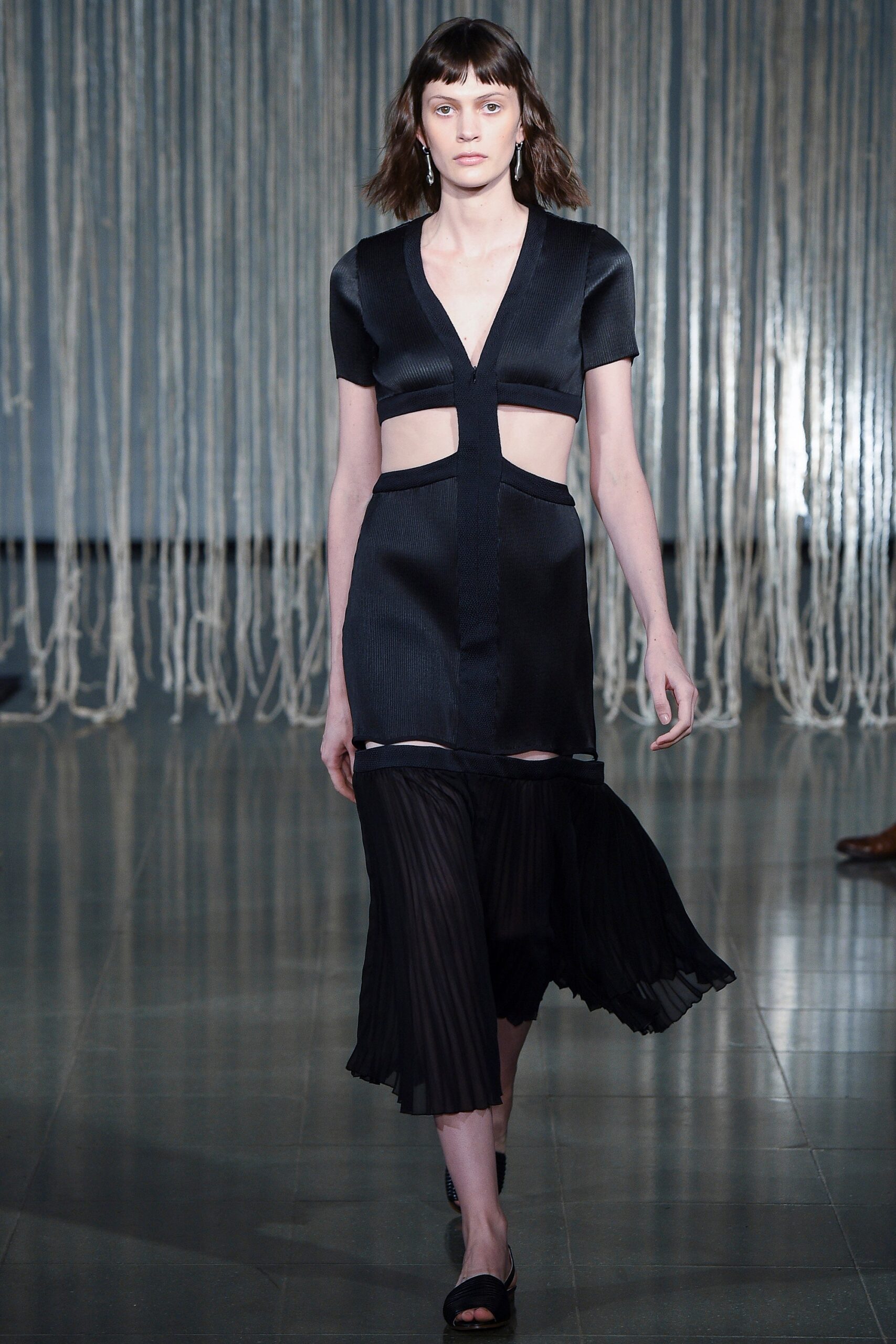 black silk fitted dress