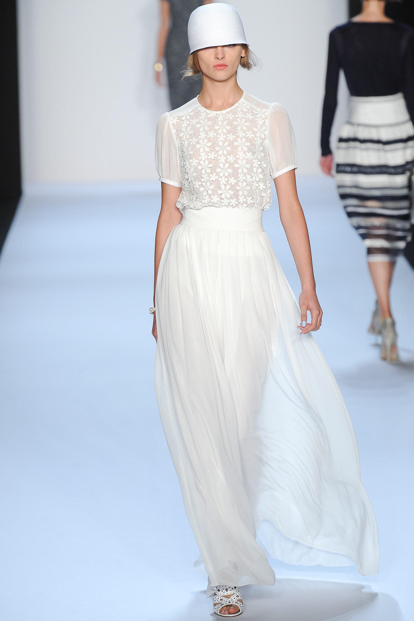 white chiffon pleated maxi dress