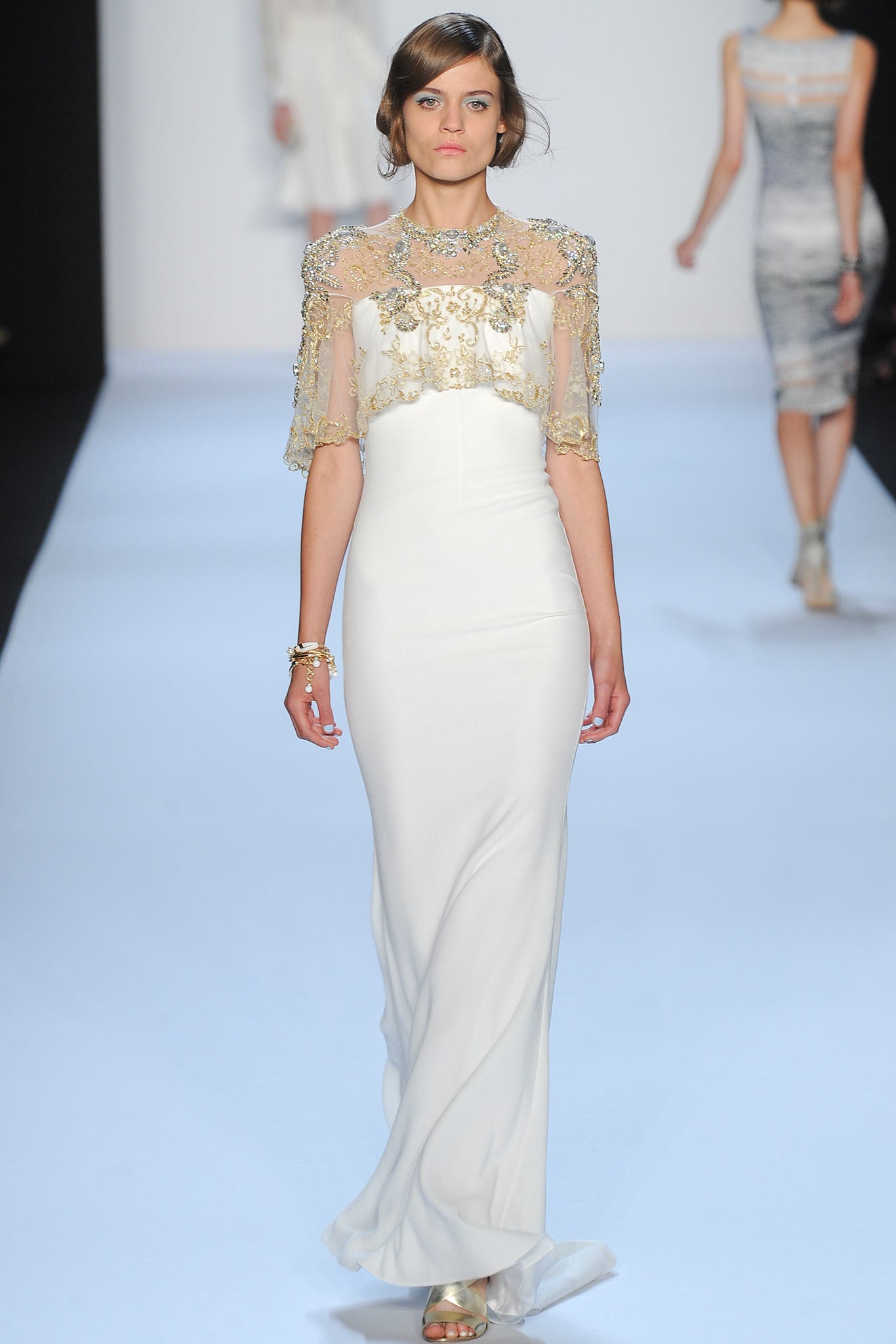 white fitted embellished gown