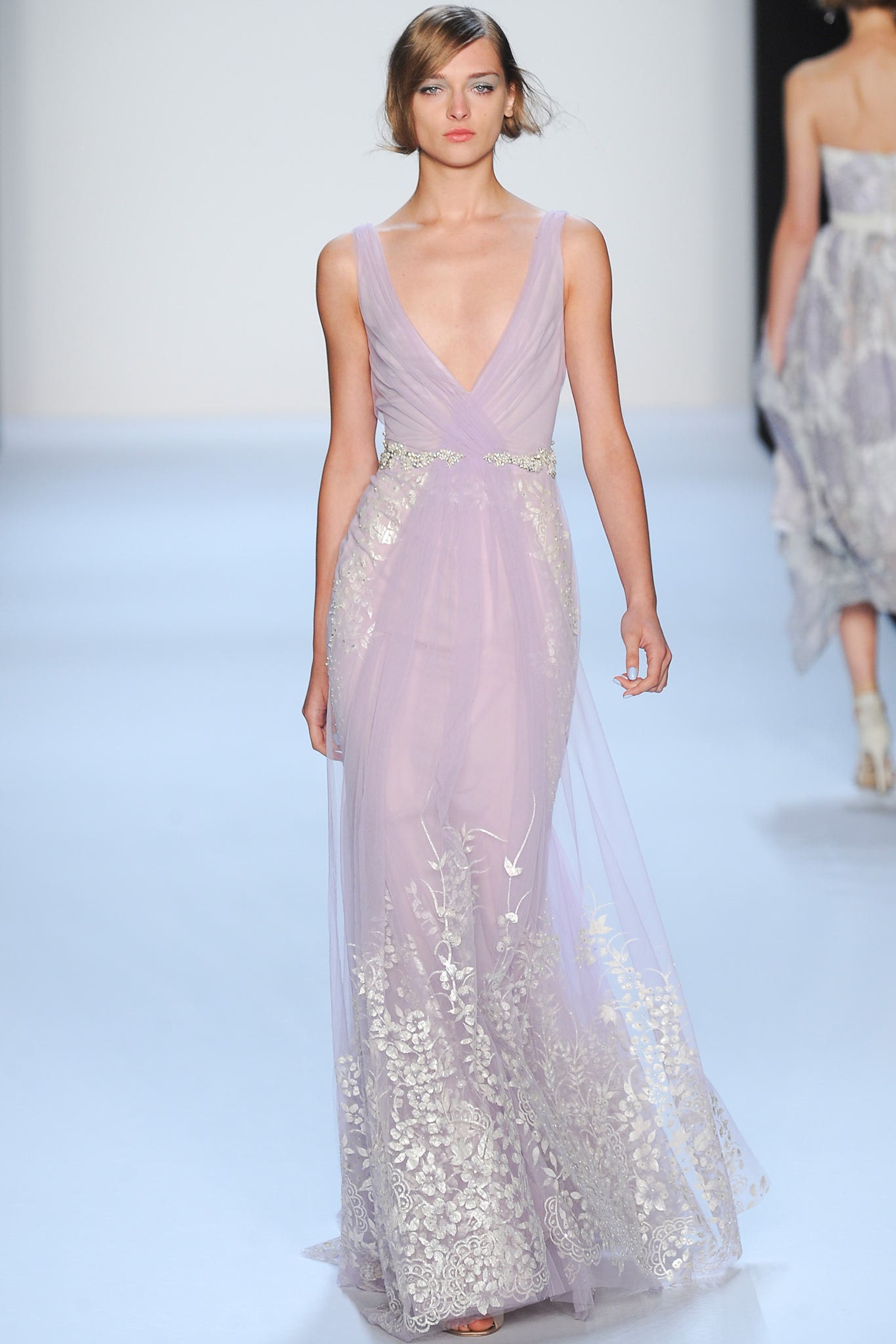 lavender silk sleeveless gown