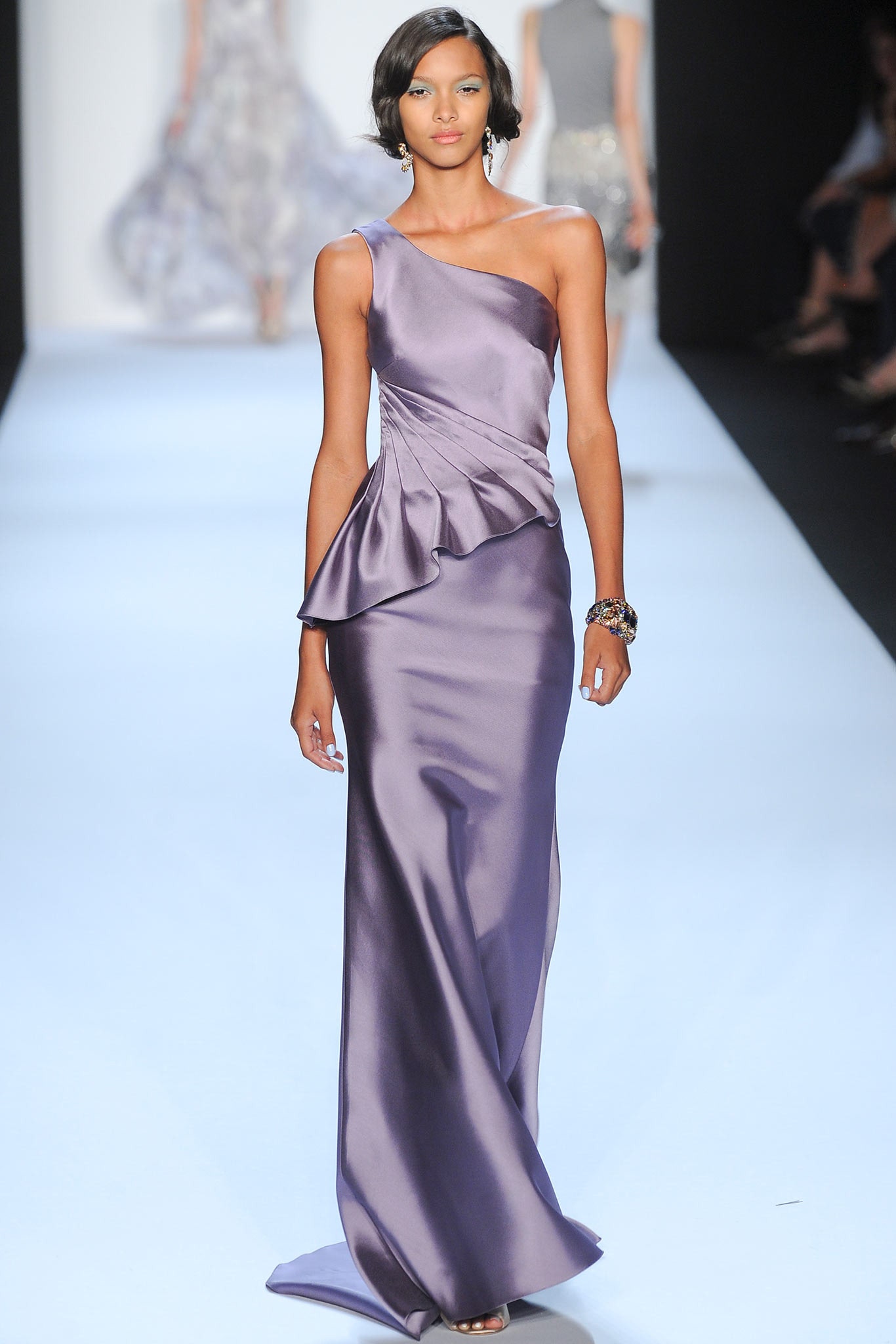 fitted purple silk gown