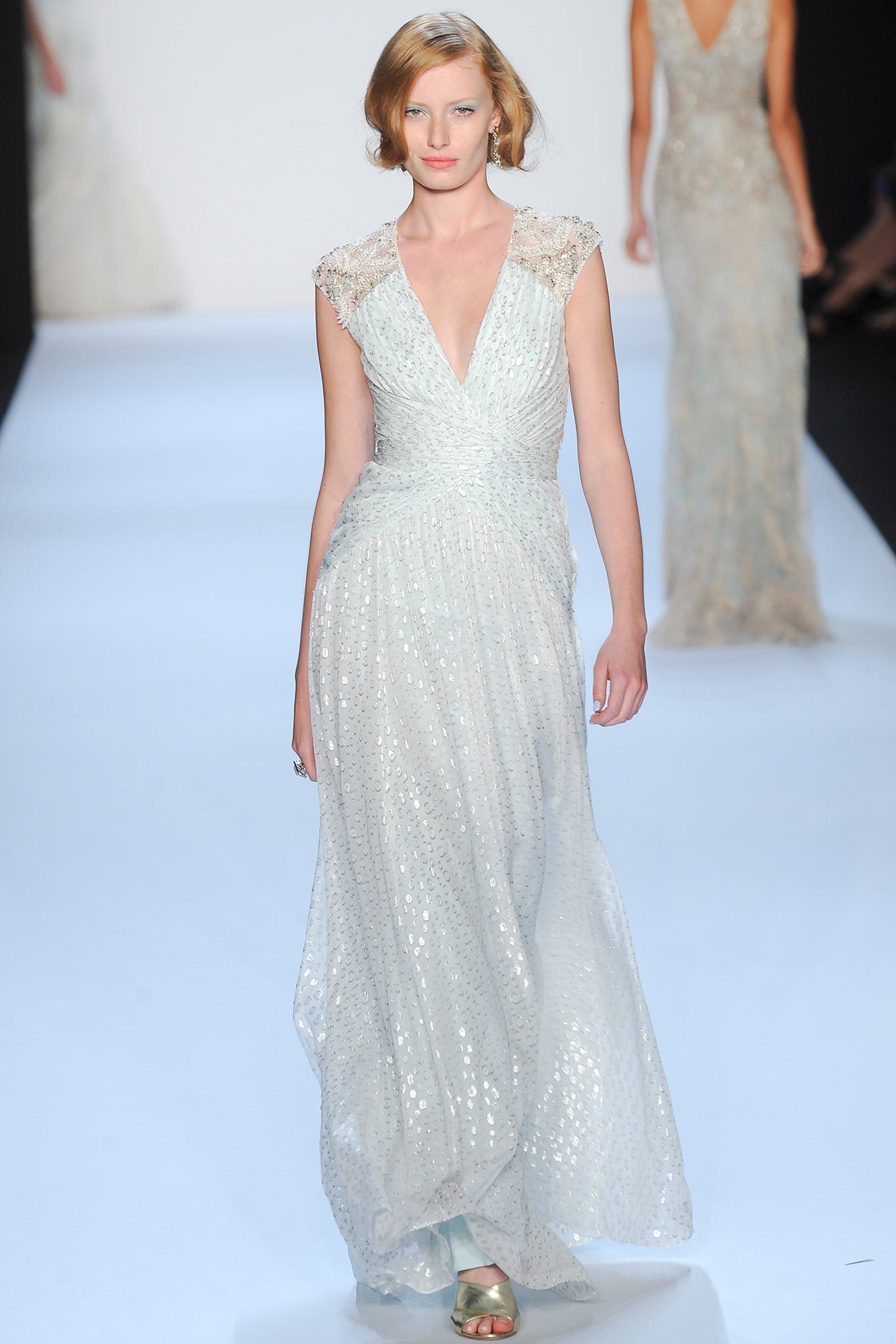 white silk sequined gown