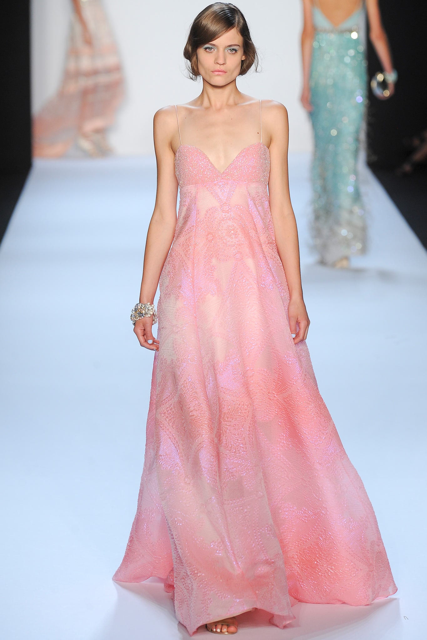 pink silk sleeveless gown