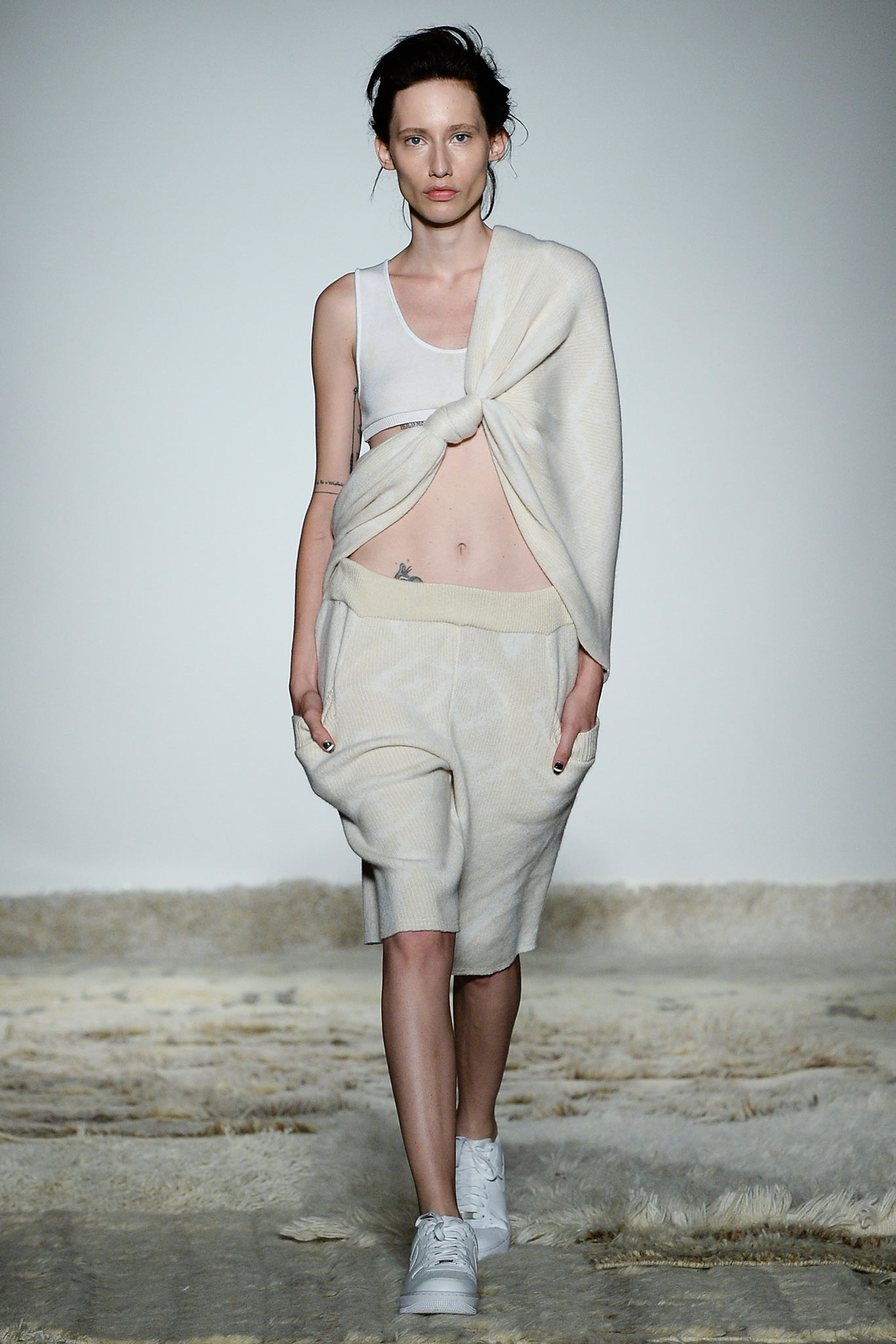 ivory wool draped scarf