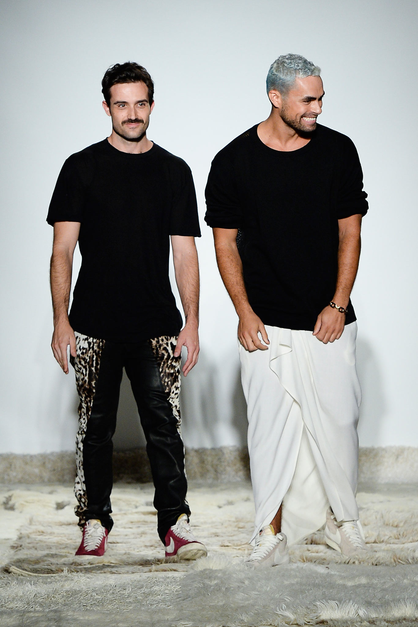 black leather pants and t-shirt