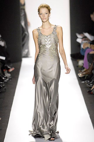 gray silk sleeveless gown