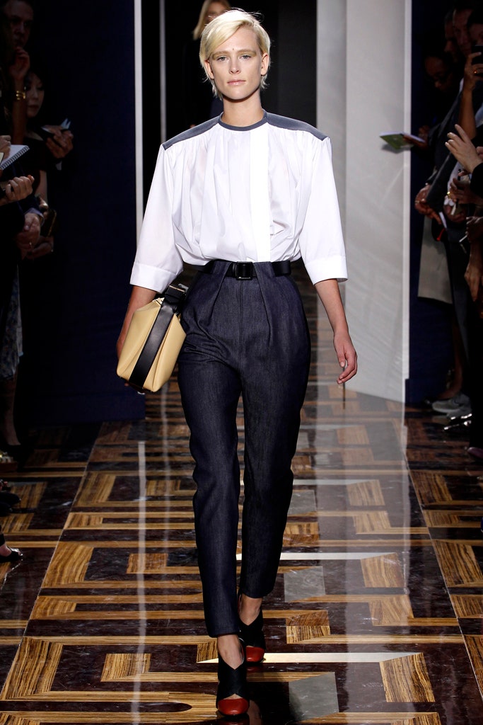 white blouse tailored pants