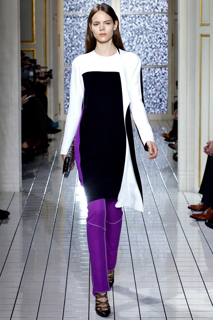 color-blocked midi dress with slim pants